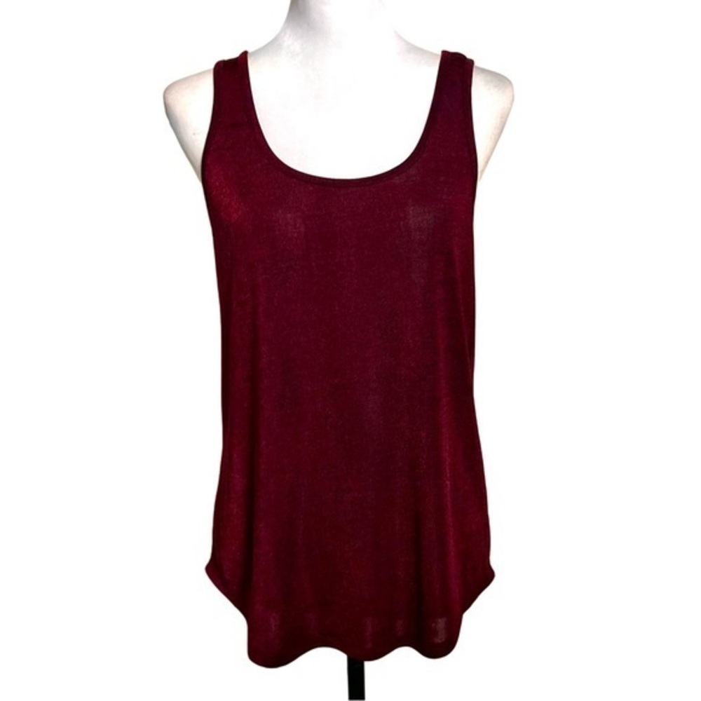 Sam Edelman Knit Scoop Neck Tank Top Burgundy Womens Large‎